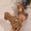 Sandalias de Mujer de Talla Grande de Comercio Exterior de Verano 2025 Sandalias de Cuña Retro Chanclas de Comercio Exterior Sandalias de Cuña Hueca de Talla Grande para Mujer