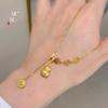 Tienda de oro con collar de calabaza Fulu de carácter de fortuna de oro y oro, colgante de borla, cadena para clavícula, regalo para novia