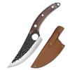 Cuchillo de corte de hueso anular de 6 pulgadas, cuchillo especial para cortar carne de cerdo y oveja, cuchillo pequeño curvo con patrón de martillo de forja, cuchillo pelador.
