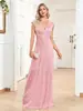 Vestido de Noche Aliexpress Amazon Comercio Exterior Estilo Europeo y Americano Cuello en V Sin Mangas Lentejuelas Ajustado Largo para Banquete Boda Vestido de Dama de Honor
