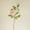 Flor Artificial de Rosa de Alta Calidad Hidratante de Dos Cabezas en Rama Única Camelia Boda Decoración Suave Flor Artificial Accesorios para Fotografía