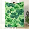 Amazon Tk Best-Seller Transfronterizo Simple Verde Artístico Manta de Siesta Manta de Franela Trébol de la Suerte Funda de Manta