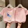 Roupas Infantis Meninos Estilo Coreano Camiseta de Manga Curta Verão Desenho Animado Estampado Top Camiseta Soltinha Fina Gola Redonda Infantil