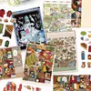 Adesivos de Paisagem de Desenho Animado Vintage para Armazenamento, Adesivos de Paisagem em Miniatura 3D para Diário DIY e Alívio do Estresse Adesivos de Animais