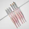 Set de Pinceles para Nail Art Transfronterizo Venta al por Mayor Color Perla Multicolor Mango Pincel para Dibujo de Líneas Pincel para Pintar Pluma de Cristal Herramientas para Nail Art