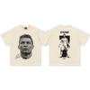 Transfronterizo Verano 2025 C Luo Estilo Americano Manga Corta Transpirable Sensación Fresca Estampado Algodón Puro Manga Corta Camiseta Marca de Moda para Hombre con Cuello Pequeño