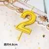 Vela Digital Dourada Decoração de Bolo de Aniversário Vela Pequena Festa Desenho Animado Infantil Mesa de Sobremesa Auto-produzido