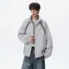 NASA SOBRE Jaqueta masculina estilo americano com retalhos listrados e gola alta, novo casaco casual solto para primavera e outono 2026