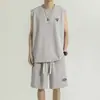 Conjunto de Camisetas sin Mangas para Hombre, Chaleco de Baloncesto de Seda de Hielo Delgado de Secado Rápido para Verano, Conjunto Casual Deportivo de Dos Piezas