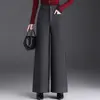 Elegante calça de lã pantalona para mulheres, novo estilo outono 2026, cintura alta, calça reta solta com efeito de caimento emagrecedor