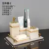 Juego de cinco piezas para baño, juego de lavabo de mármol jade blanco, bandeja de baño, juego de cepillo de dientes y vaso para lavar y enjuagar
