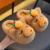 Bolsa de Inverno Lululu Capivara para Crianças e Sapatos de Algodão Quentes com Forro de Lã Pelo Grosso Sola Grossa Sapatos de Algodão Grossos para Crianças e Pais