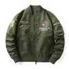 Jaqueta Aviador Masculina de Primavera e Outono Jaqueta de Beisebol Bordada Casaco Casual Americano Jaqueta de Trabalho Tendência
