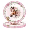 Nuevo Fiesta de Flores Mustang de Primavera Servilleta de Papel Desechable Vaso de Papel Mantel Servilleta de Fiesta de Cumpleaños Infantil Traje