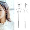 Aretes de estrella de diamante hueco estilo europeo y americano para mujer un doble uso estrella de cinco puntas cadena clavicular aretes con borla aretes aretes