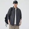 Jaqueta de trabalho de lã dupla face para homens, novo estilo vintage outono 2026, gola de lapela, jaqueta estilo camisa de manga longa, atacado