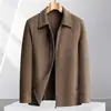 Chaqueta de Hombre 26 Otoño/Invierno, Cuello de Solapa, Ligeramente Holgada, Versión con Cremallera, Para Jóvenes y de Mediana Edad, Estilo Old Money, Negocios, Mangas Raglán, Abrigo Corto de Lana