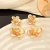Pendientes de Flores Frescas Transfronterizos Europeos y Americanos Ins Corea del Sur para Mujer Pendientes Largos Exagerados Bohemianos de Doble Capa