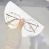 2026 Marco Metálico Poligonal Mate Marco Ultraligero Delgado Gafas Lisas Anti-luz Azul para Rostro Desnudo Moldeado Facial Protección Ocular Marco de Gafas Lisas