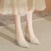 Salto Alto Cor Champanhe Francês Feminino Xiuhe Vestido de Casamento Sapatos de Casamento Noiva Madrinha Sapatos Dupla Utilização Boca Rasa Salto Agulha
