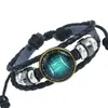 Joyería creativa y popular: Pulseras sencillas de los 12 signos del zodíaco, pulseras de cordón de cuero trenzado hechas a mano, accesorios unisex y modernos