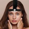 Lowosaiwor diadema de plumas de los años 20 tocado de plumas negras gatsby borla de diamantes banda elástica para el cabello