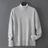 Suéter Baicai Rong Outono/Inverno Novo 100% Lã Pura Espessado Gola Meia-Alta Malha Solta Malha Simples para Negócios