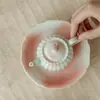 Tetera Estilo Dinastías Tang y Song con Pétalos de Toronja, Jazmín y Crisantemo, Tetera de Cerámica Acanalada para el Hogar, Tetera de Mano con Filtro de Agujero de Bola para Juego de Té Kung Fu