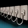 Gancho grande multifuncional resistente sin dejar rastro, transparente, cepillado, sin perforaciones, adhesivo, extra grande, para puerta, pared trasera, perchero