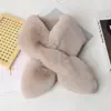 [Entrega em 24H] Cachecol de Pelúcia, Cor Lisa, Versátil, Quente para o Inverno, Cachecol Cruzado de Imitação de Pelo de Coelho