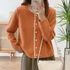 Estilo Coreano Otoño e Invierno Nueva Moda Reductor de Edad Elegante Estilo Suave Dulce Cardigan de Encaje Tejido Ropa Exterior para Mujer Suéter