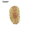 MR025 estilo europeo estilo palacio piedra Sanbao micro incrustación circonita oro de 18 quilates incrustado anillo largo joyería de vacaciones regalo
