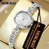O popular relógio de pulso Moka para mulheres, estilo ins, versão coreana elegante, relógio de pulso de quartzo de alto valor estilo pulseira cravejado de diamantes