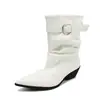Botines Chelsea de Punta con Tacón Grueso para Mujer 2026 Nuevo Verano Hebilla de Cinturón Versátil Botas de Caballero Plisadas Vintage