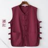 Chaleco informal de lino de verano, sudadera de algodón y lino con hebilla retro para hombre, chaqueta Magma de estilo chino, sin mangas, camisa con título antiguo