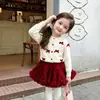 9 Suéteres Infantis Coleção Outono/Inverno, Saia de Tule Estilo Princesa, Novo Conjunto de Cardigan de Tricô Estilo Coreano Outono/Inverno para Bebês