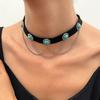 Collar de Franela Negra Nuevo Transfronterizo Femenino Ins Europeo y Americano Creativo Serpiente Flor Collar Lazo Collar Corto