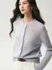 Cardigan de Cachemira para Mujer con Lentejuelas Finas Brillantes de Color Sólido, Tejido de Punto Trenzado Suave y Transpirable, Prenda Exterior de Punto con Cuello Redondo