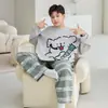 Pijama para niños talla extra grande, conjunto de algodón puro extra grande, ropa de casa de manga larga con dibujos animados para primavera y otoño para niños mayores