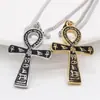 P1257 Collar colgante de acero de titanio para hombre con cruz de Anubis retro con personalidad de moda europea y americana