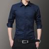Camisa de manga comprida masculina estilo coreano slim fit roupas de primavera e outono camisa masculina bonita cinza moderna casual formal para usar roupas de polegada