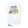 Comercio Exterior Transfronterizo Estilo Nuevo de Verano Ow Patrón de Dibujos Animados Cuello Redondo Suéter Manga Corta Unisex Una Pieza Venta al por Mayor Dropshipping
