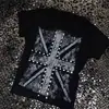 Nuevo Estilo de Verano de Amazon Estilo Gótico Transfronterizo Europeo y Americano Camiseta con Forma de Cruz de Pedrería Y2K para Hombre y Mujer Tops Ajustados Venta al por Mayor