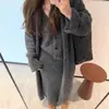 Estilo Casual Perezoso Traje Relajado Falda Mujer Otoño e Invierno Color Sólido Suéter de Punto Abrigo Chaleco Falda Conjunto de Tres Piezas