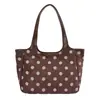 2026 Nuevo Bolso Tote de Gamuza y Terciopelo con Lunares Estilo Coreano Retro Gran Capacidad Bolso de Hombro y Mano Casual para Viajes Cien