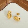 Pendientes ovalados de moda con diseño de nicho simple, nuevos, europeos y americanos, chapados en acero de titanio y oro de 18 quilates, pendientes que combinan con todo, joyería femenina