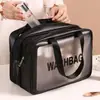 Bolsa de Maquillaje Estilo Tiktok para Mujeres, Bolsa de Almacenamiento Portátil Impermeable de Gran Capacidad, Bolsa de Artículos de Tocador Transparente para Viaje con Separación Seco-Húmedo