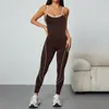 Macacão de Yoga Peça Única Estilo Europeu e Americano Transfronteiriço para Mulheres, Calça Longa Peach Butt Sem Alças Color Block, Roupa Fitness Esportiva Pilates Tudo-em-Um
