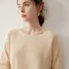 Suéter de cachemira nuevo para mujer, estilo perezoso, tejido sin costuras suelto, jersey de cuello redondo, top fino de lana, versátil