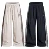 Pantalones Deportivos de Pierna Recta Rayados con Botones para Hombre, Nuevo Estilo de Verano con Tres Rayas Laterales, Pantalones Largos Casuales Sueltos para Mujer, Modernos